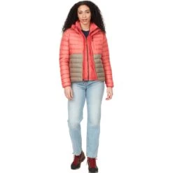Marmot Women's Highlander Hoody Down Jacket - Grapefruit/vetiver -Marmot marmot women highlander hooded jacket grapefruit vetiver 3 1534718
